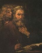 Rembrandt Peale Evangelist Mathaus und der Engel oil